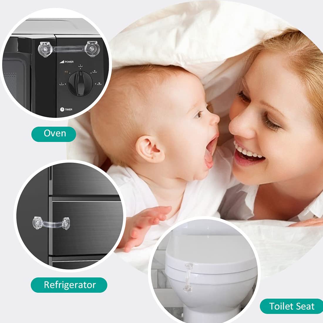 Cerraduras de seguridad para niños,cerraduras para bebé para armarios seguridad del cajón del bebé cerradura de la puerta bebéUtilizado en refrigeradores y baños（10 Piezas ）