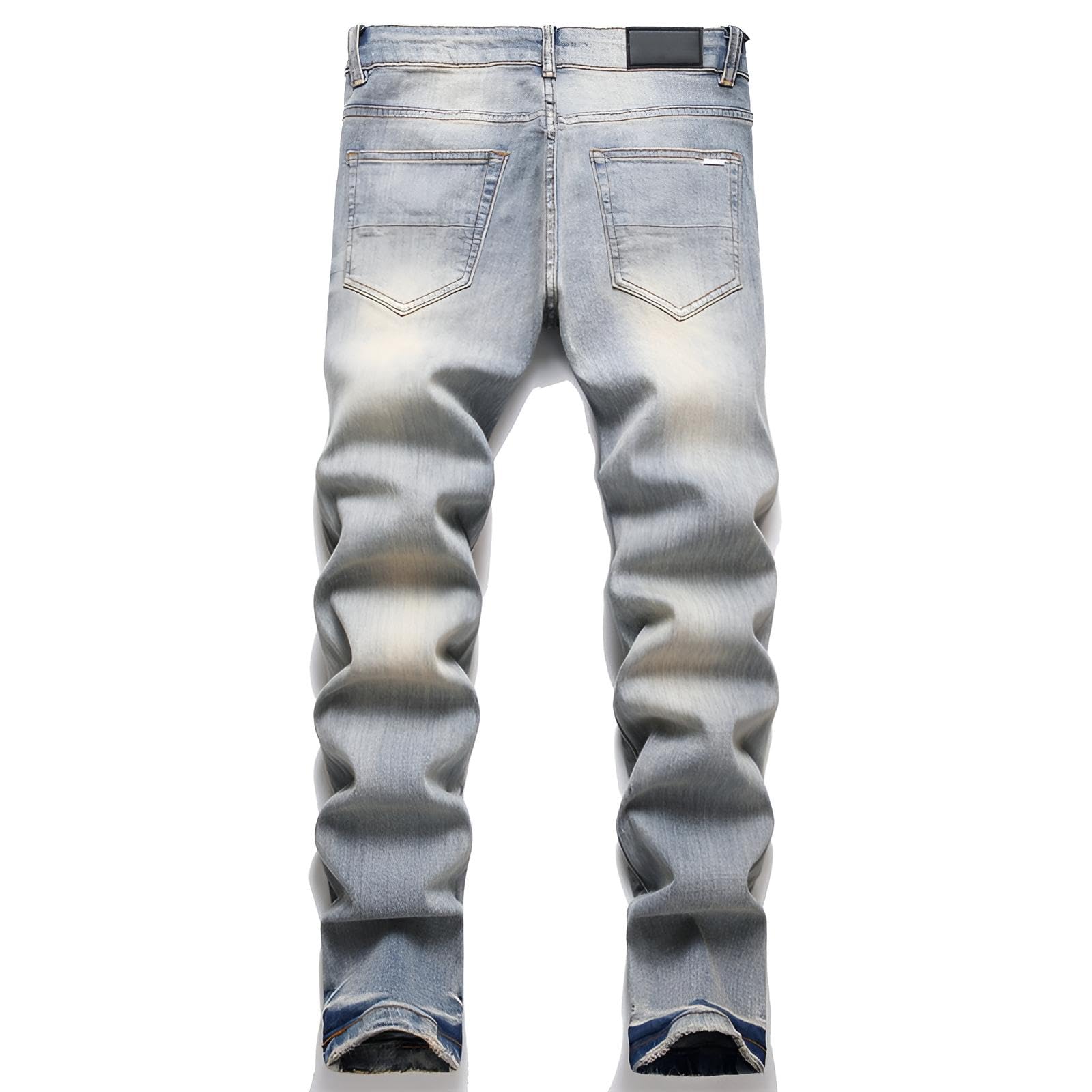 Jeans Uomo Y2K Streetwear Strappati con Ricamo Pentagramma - Slim Fit Pantaloni in Denim Stretch, Casual e Versatili