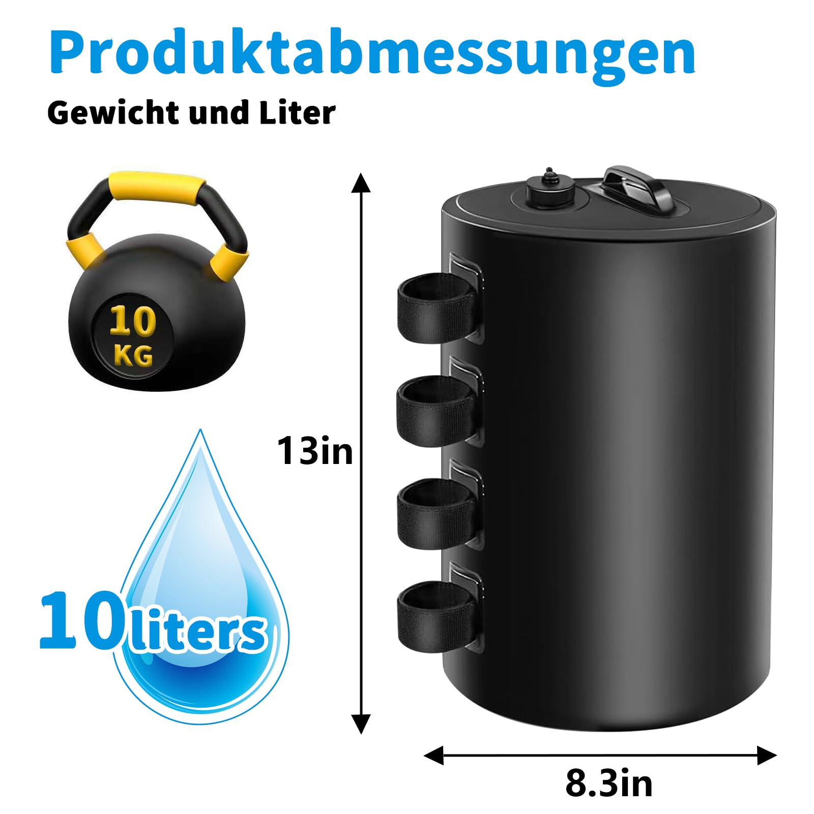 Bolsa de Pesos de Agua con Dosel,Bolsas de Lastre Portátiles 10L,de Grado Industrial, Resistentes, con Doble Costura,Fijación Antiviento para Carpas Pop-Up,Toldos,Pérgolas,Exteriores (Schwarz)