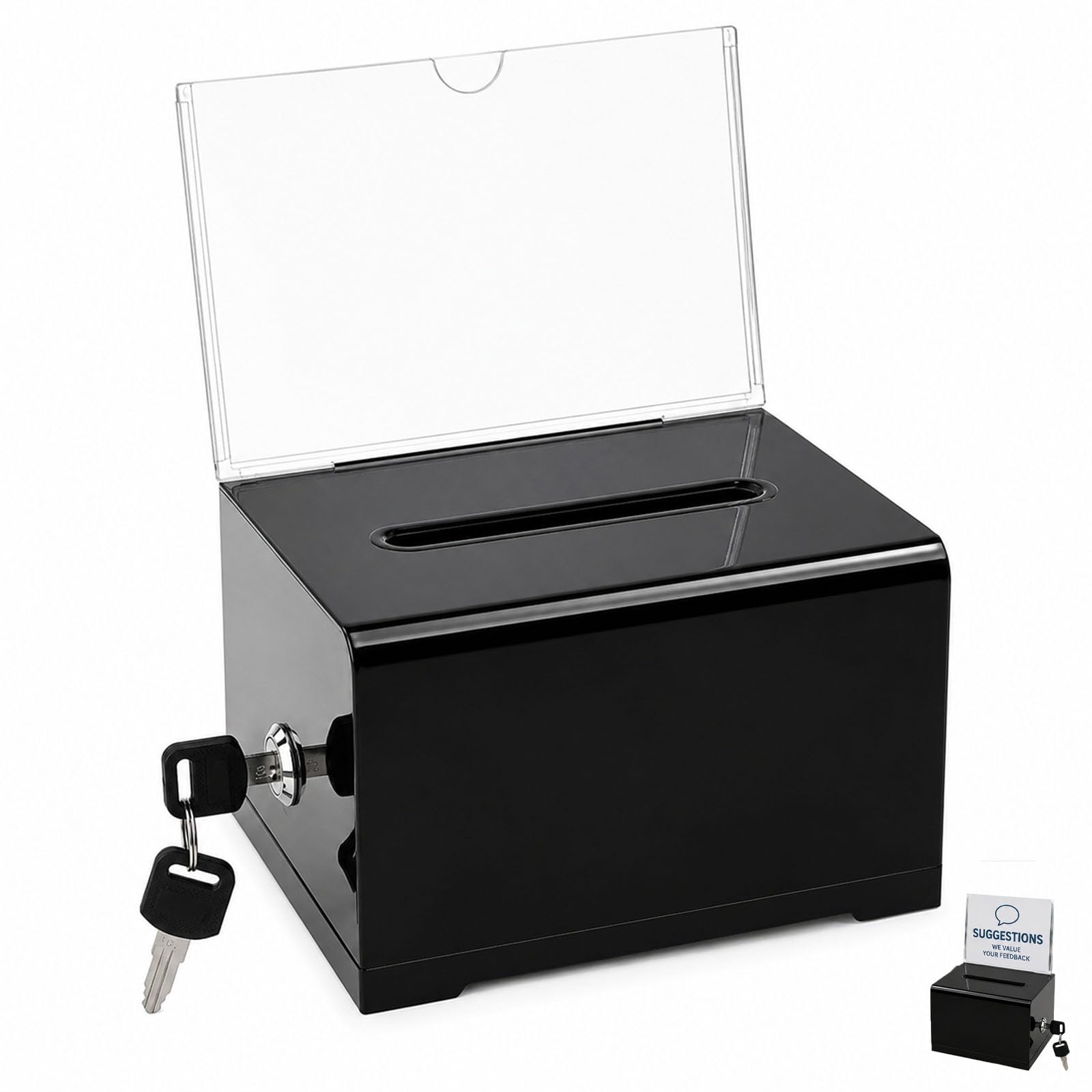 Donation Box, Suggestion Box with Lock for Voting Tips and Fundraising