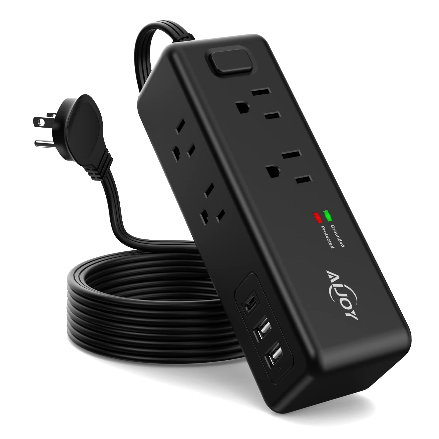 Buy Flat Plug Power Strip, AiJoy 5 ft Flat Plug Extension Cord, Power