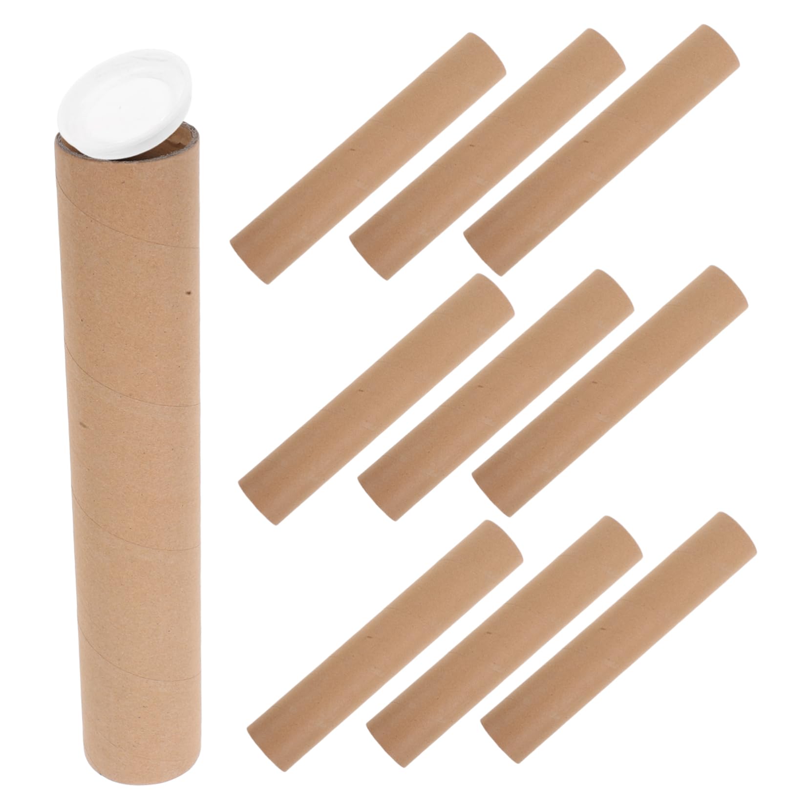 Cabilock 10pcs Paper Tube For Paper And Poster Storage Equipped With White Caps Suitable For Mailing And Protecting Drawings