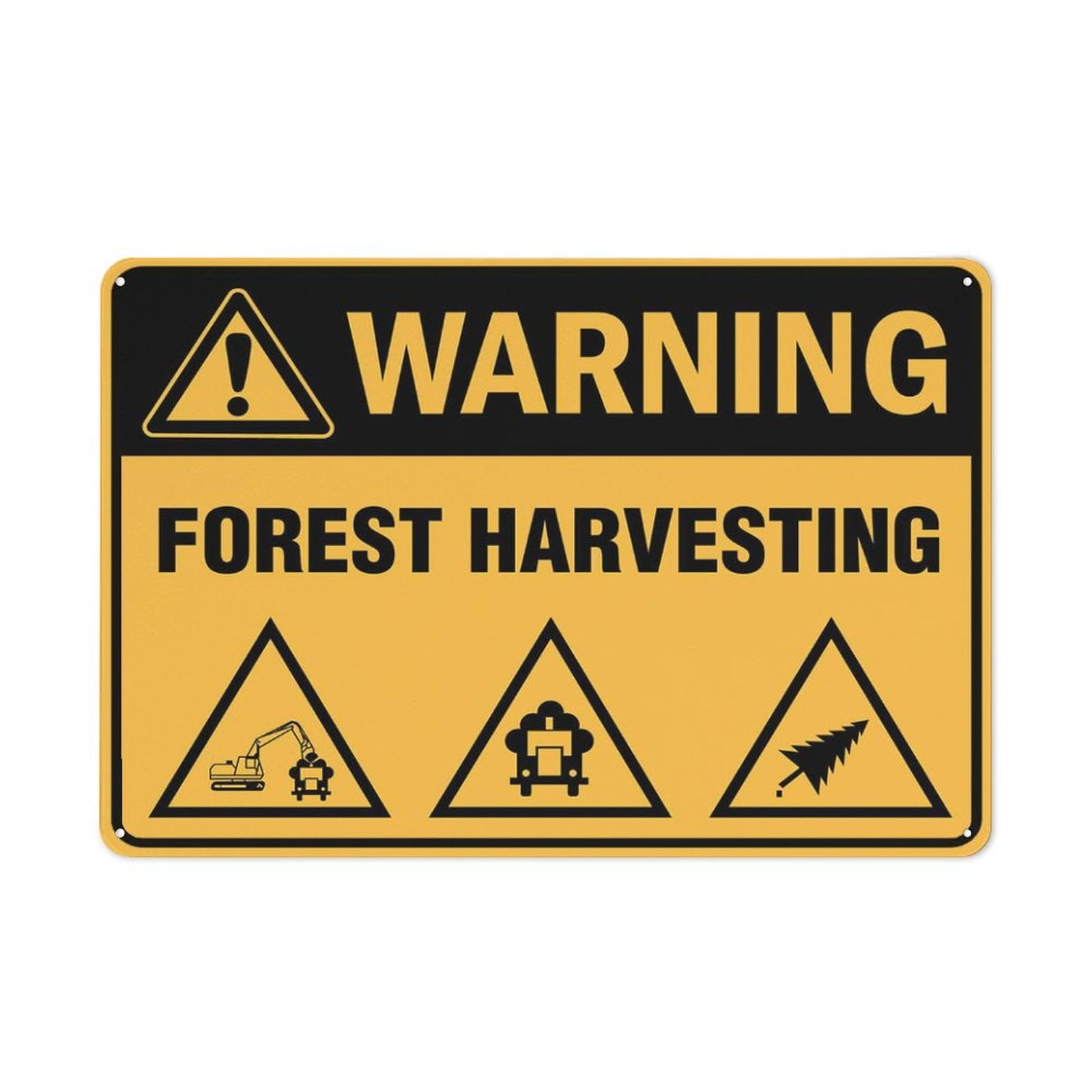 Peiyeety A05 Warning Harvesting Yellow Sign 12X16 Inches Rust Free Aluminum Signs Outdoor, Metal Tin Sign For Home, Business, Yard
