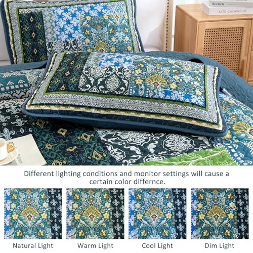 Couette patchwork bohème très grand lit avec 2 taies d'oreiller - 7
