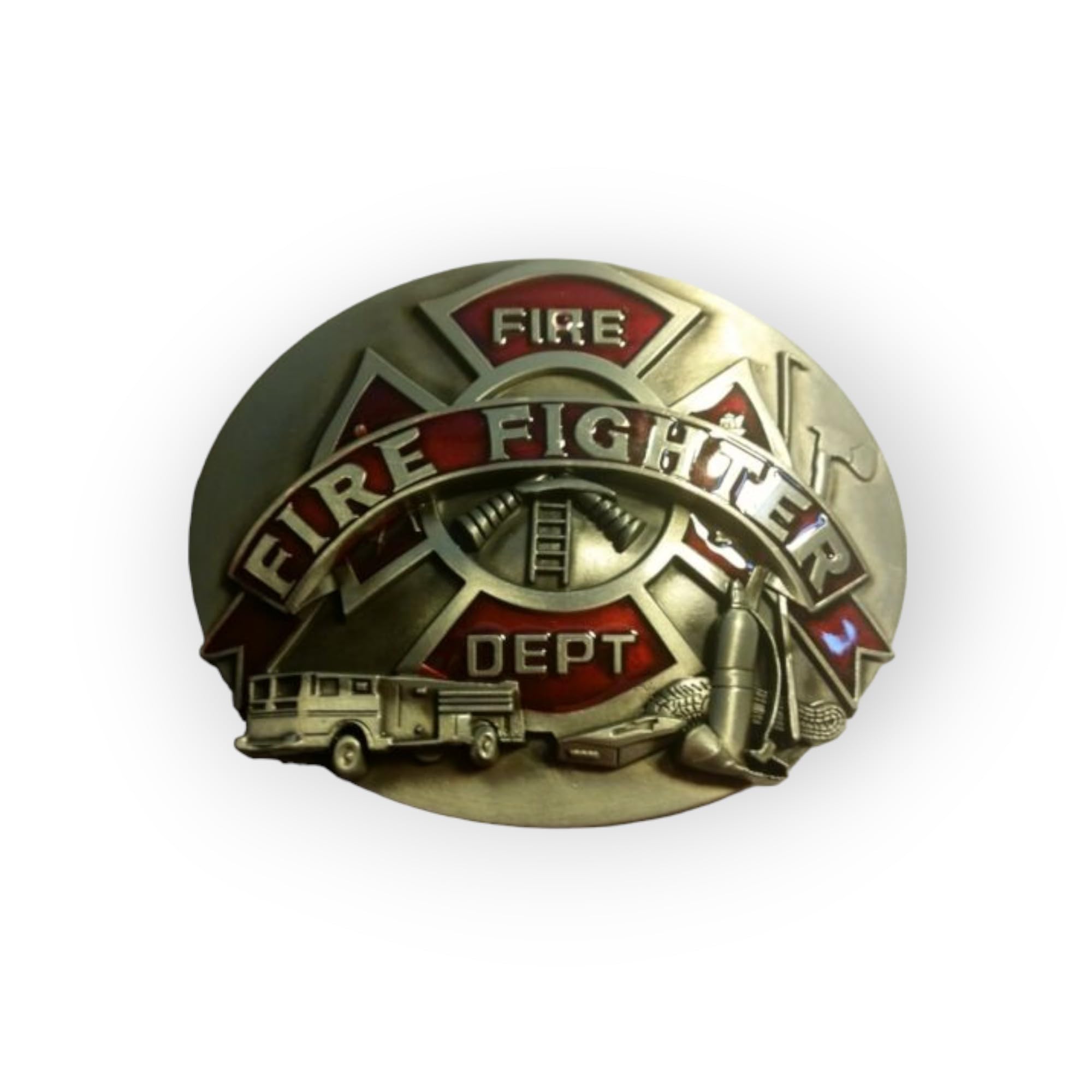 Fire Department Belt Buckle Red Inlets Dept Great Gift.Classic Style (Make Your Own Design With Pictures)