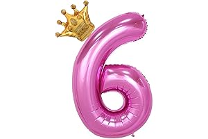 Pinktastic Crown Balloon for 6th Birthday Parties