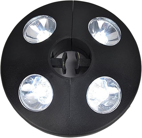 DOWNER Farol de vela, luces de paraguas, luces de sombrilla de jardín, luz de sombrilla de patio con 24 LED, poste de tienda de campaña montado o