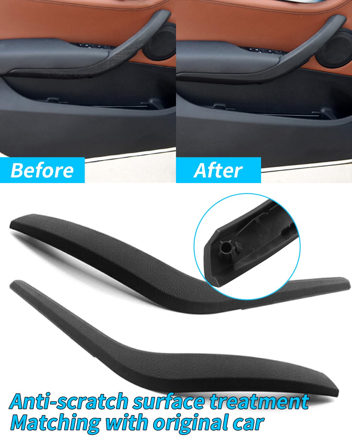 X1 E84 - Cubierta para manija de puerta (2 unidades, lado izquierdo y derecho, cubierta de manija interior compatible con BMW X1 E84 2009-2015, 51412991775#51412991776 (negro mate)
