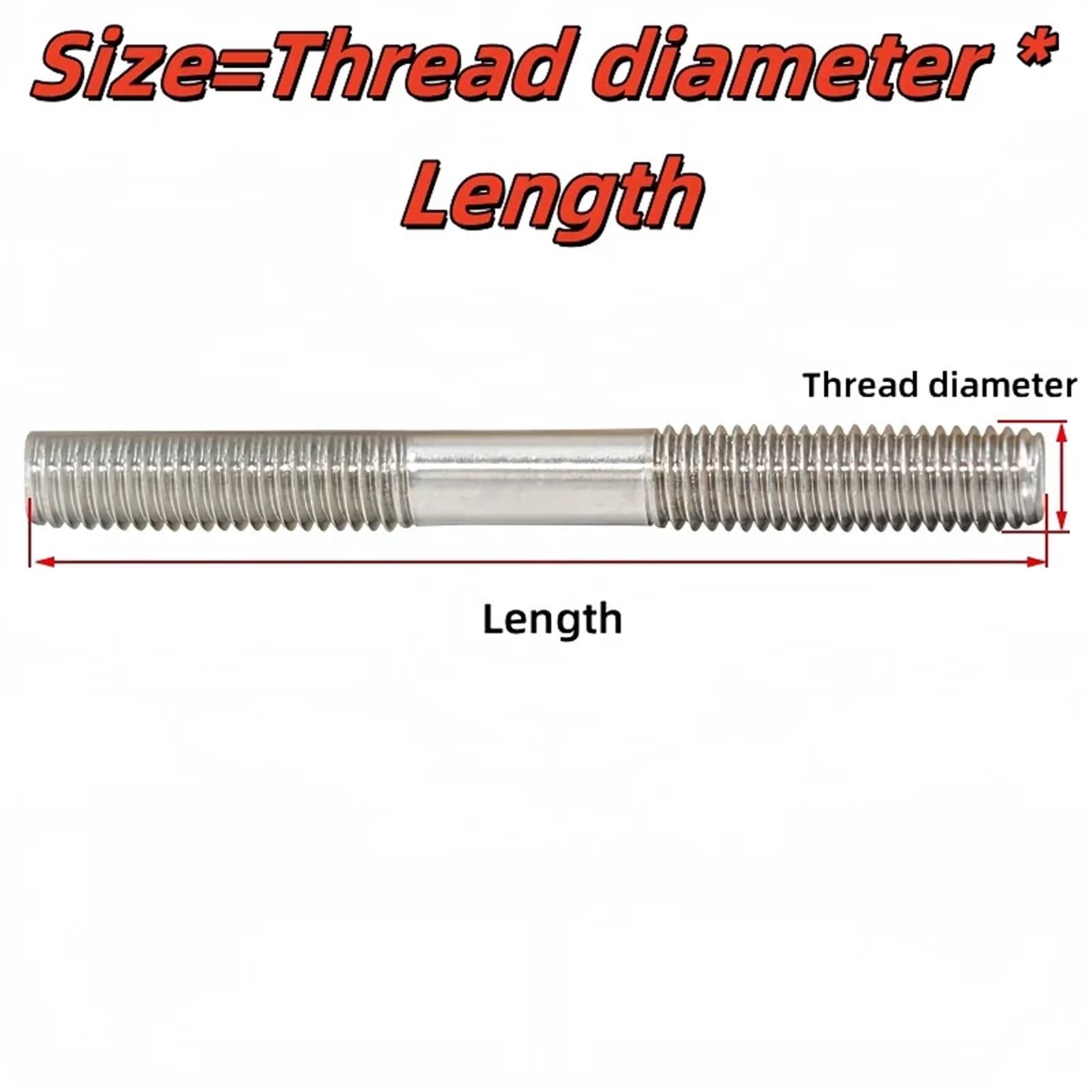 Gewindestange Doppel Ende Gewinde Stange Stehbolzen 304 Edelstahl Verlängern Gleich Länge Dual Kopf(M8-5pcs,150mm)