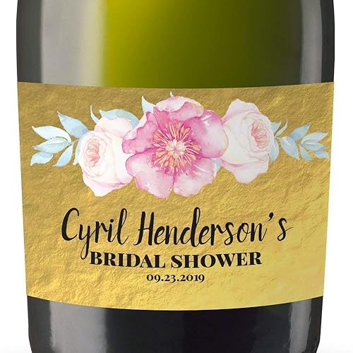 Mini-Champagne Bottle Labels for Bridal Shower, Bridal Shower Custom Mini-Champagne Label Stickers Sold in Set of 10