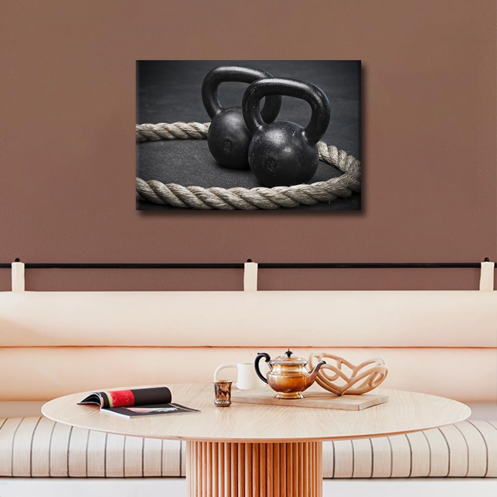 Dumbbells Canvas Wall Art for Bedroom Fitness Bodybuilding Wall Paintings for Living Room Gym Training Office Modern Wall Art Pictures Print On Canvas Giclee Framed Ready to Hang - Image 2