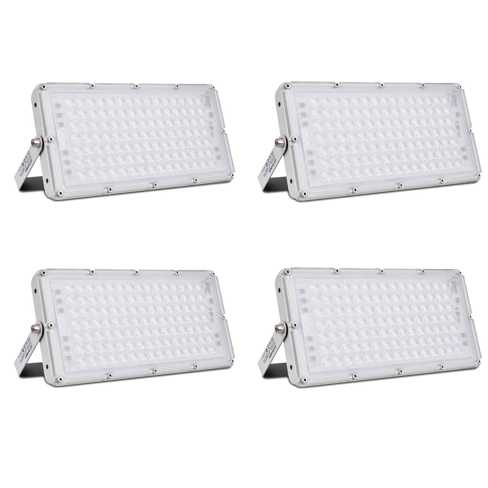 Sararoom 4 Pack Focos LED Exteriores 100W, 10000LM Super Brillante Foco LED 6500K Blanco frio Proyector LED Exterior, IP65 Impermeable Luces de Seguridad Iluminación para Jardín Garaje Césped Estadio