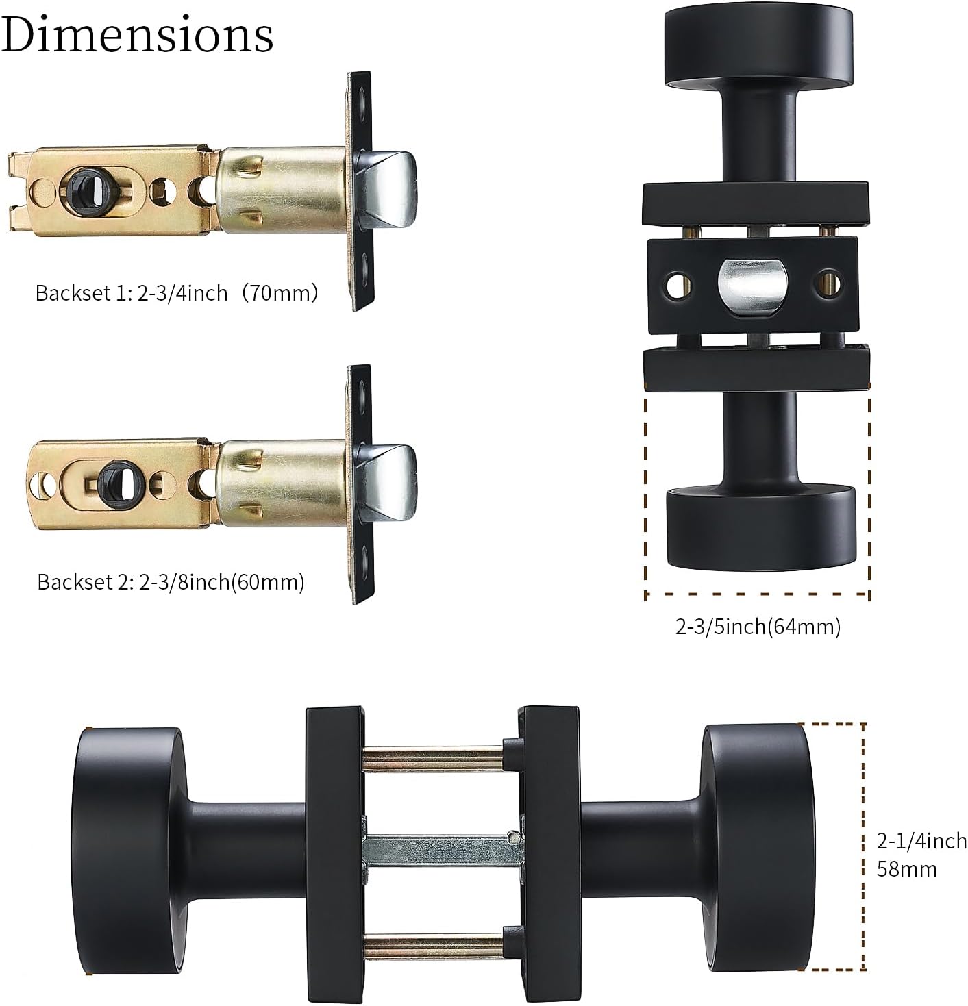 Black Door Knobs,Modern Passage Handles for Interior Hallway Closet