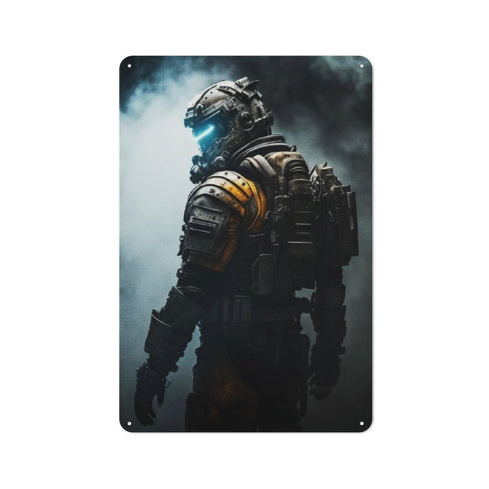 Junmoney Dark Dead Space Armor Rustic Tin Wall Plaque 30X20cm For Home Office Or Studio, For Garage, Workshop And Man Cave Decoration