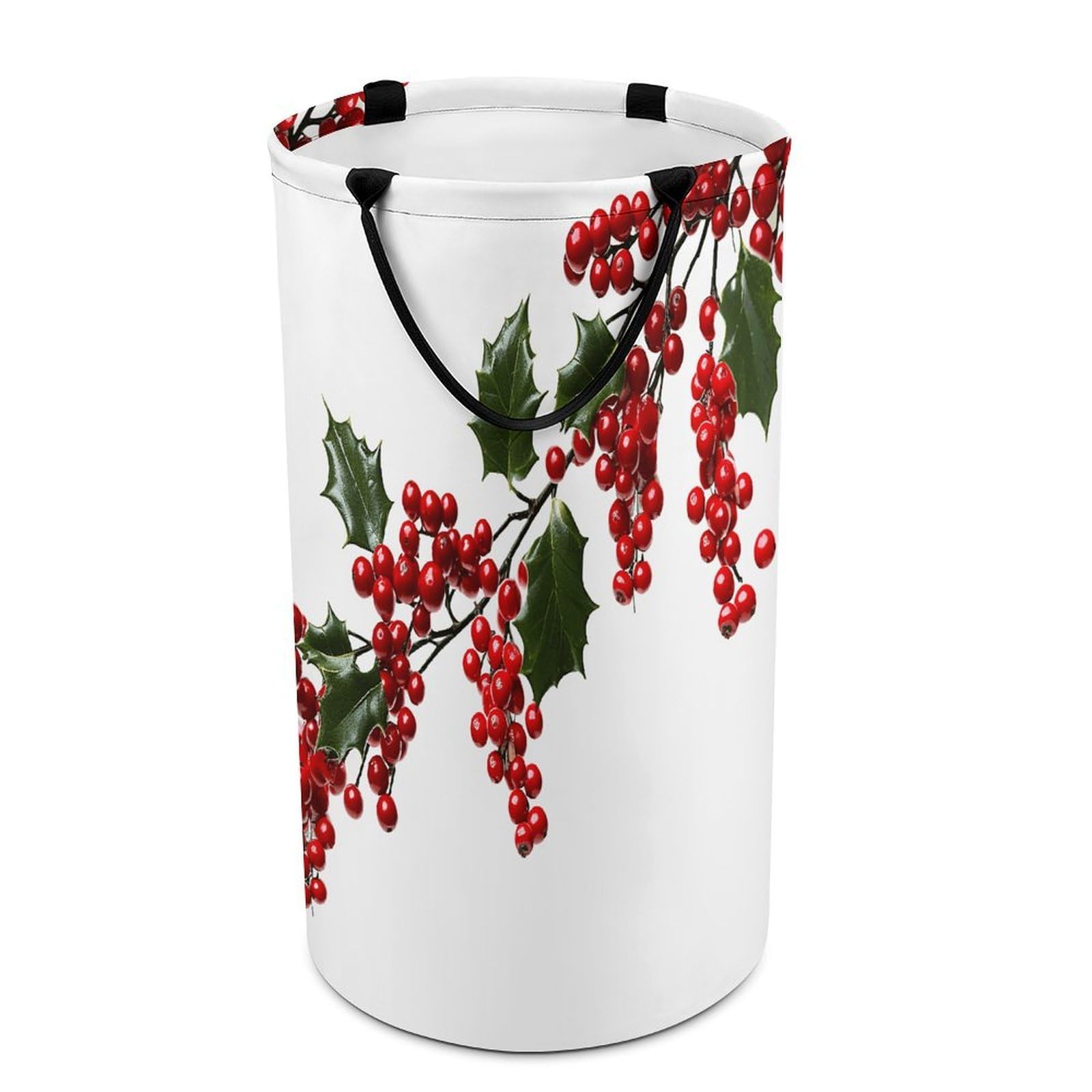 Holly Berry Branches Dirty Clothes Basket Large Capacity Laundry Basket Freestanding Laundrys Hampers Tall Collapsible Clothes Hamper for Blankets Toys