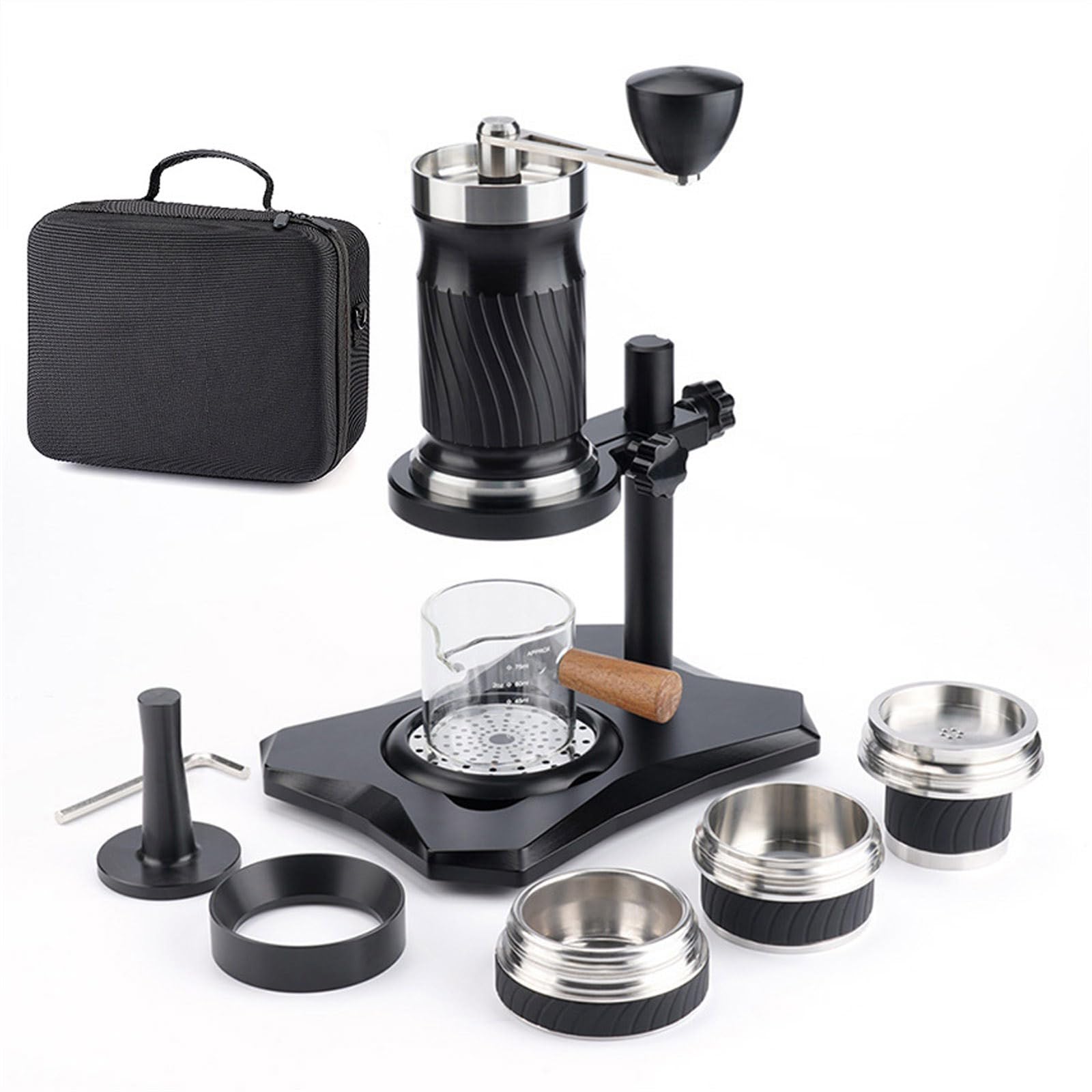 ZEPFJHE Portable Stainless Steel Manual Espresso Maker for Travelers and Camping Enthusiasts Handheld Coffee Maker