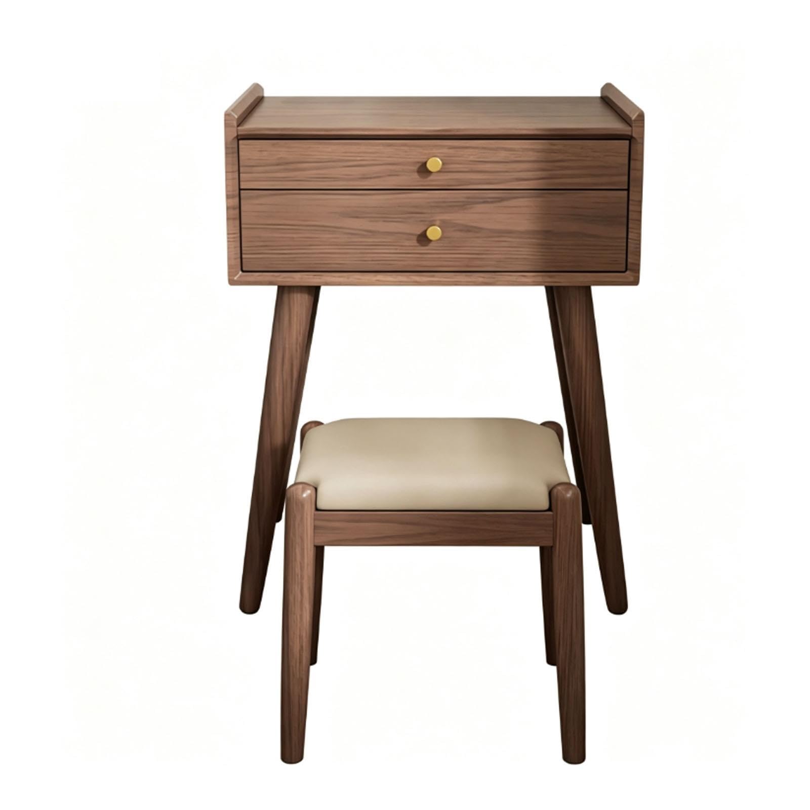 Massivholz Schminktisch 2-in-1 mit Hocker und Schubladen für Schlafzimmer