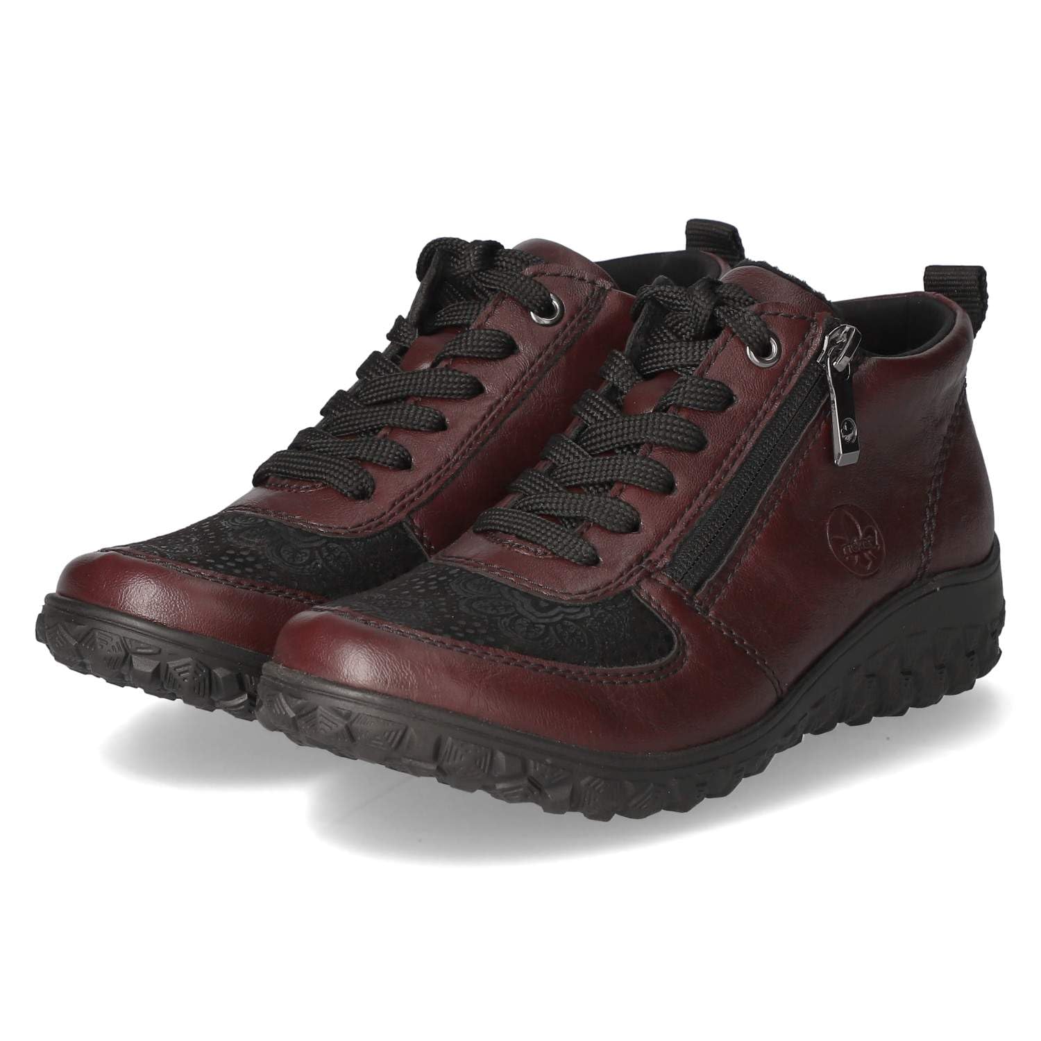Rieker 59541-30 Schnürstiefel Textil & Synthetik Damen in rot-Kombi