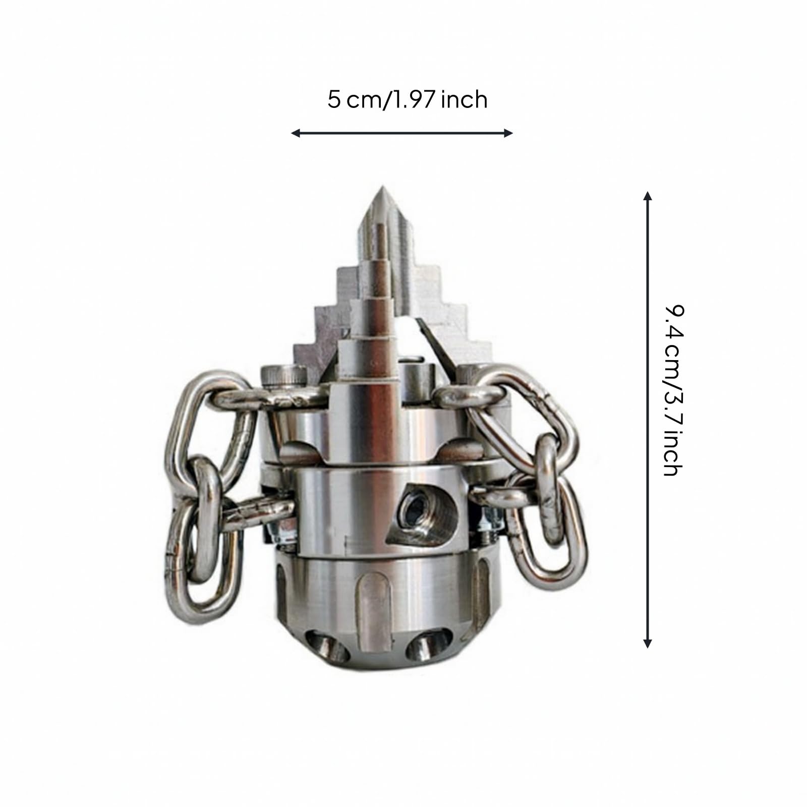 de Alta Presión Giratoria Rotativa de Limpieza en Acero Inoxidable 304 con Cuerpo Cilíndrico Compacto y Conexión Rosca, 100L/Min, 1/2 Pulgada Rosca Interna, Tipo Cadena