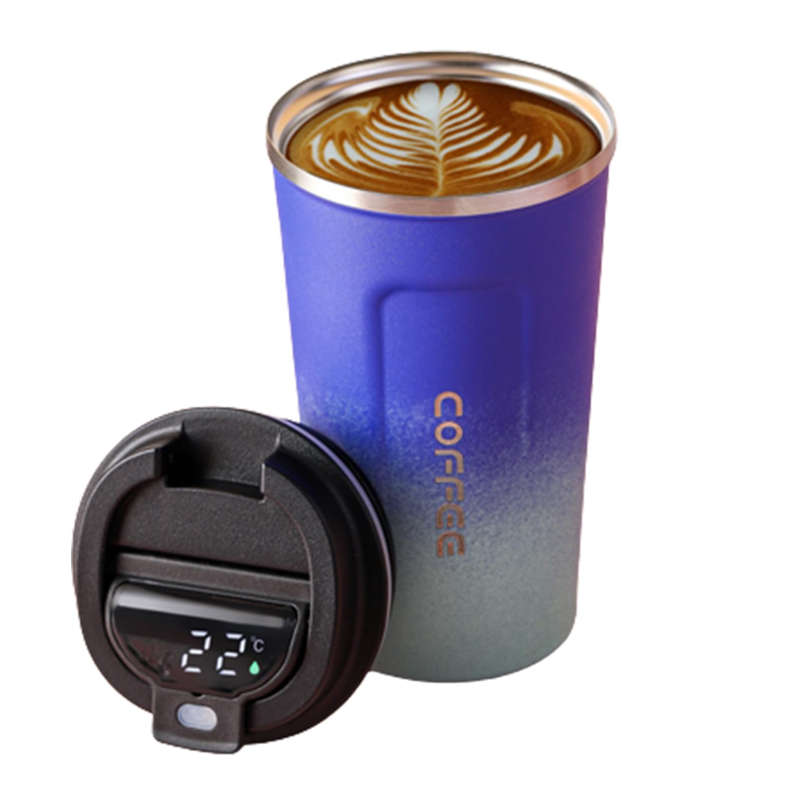 Temperature Display Coffee Tumbler, Thermal Coffee Mug, Travel Mug Insulated, Coffee Tumblers LED Temperature Display with Leakproof Spill Proof Lid, Stainless Steel Water Bottle, Travel, School