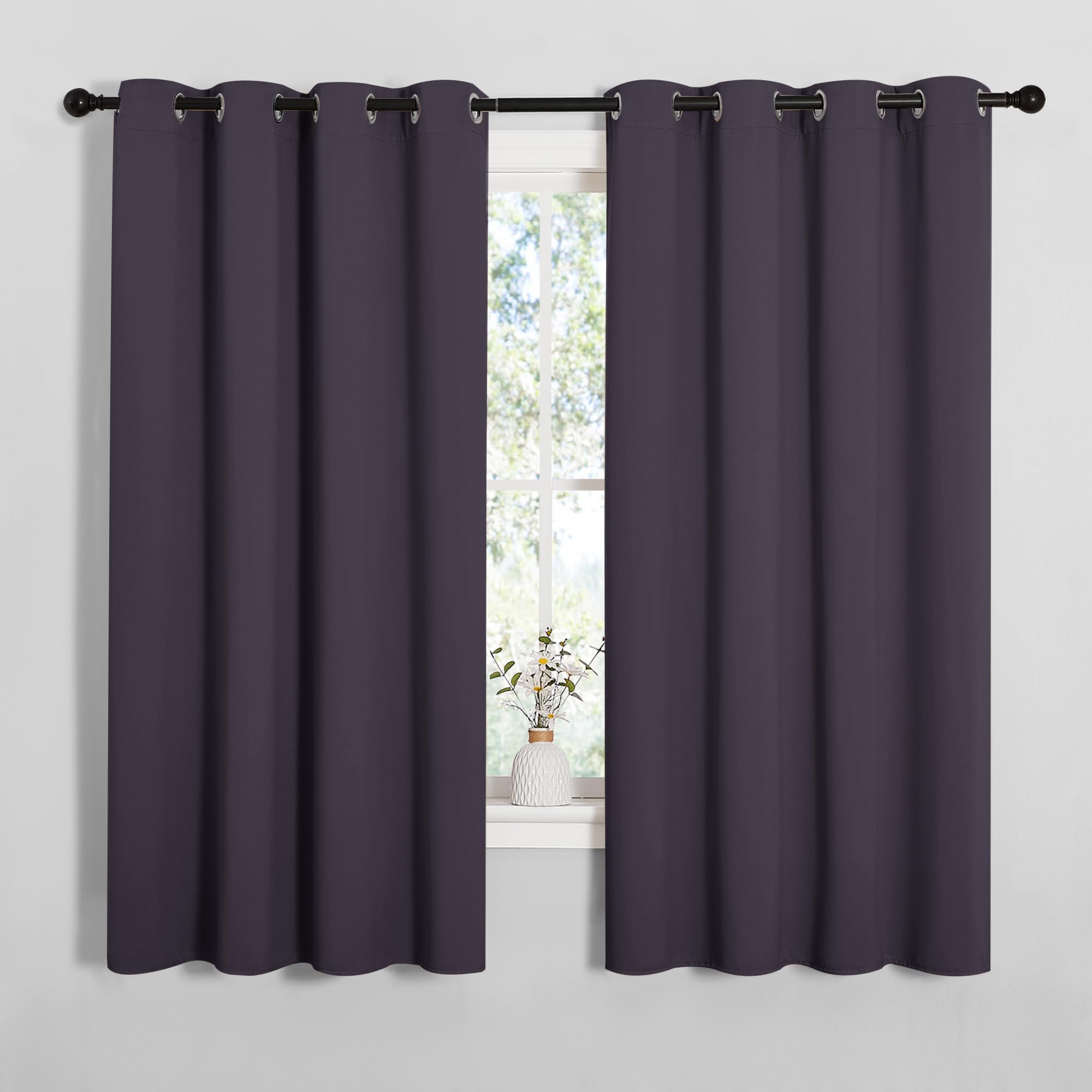 NICETOWN Greyish Purple Blackout Curtains 68 inches Length for Living Room, 2 Panels, 55" Wide, Thermal Insulated Decoration Drapes for Bedroom Window