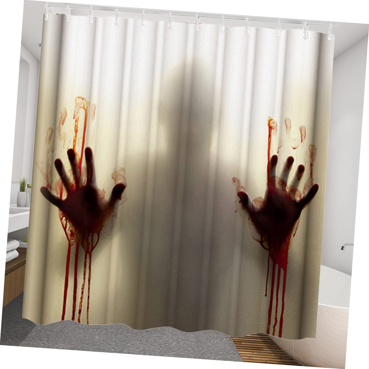 Cabilock Cortina De Ducha con Impresión De Sangre De Halloween 180 Ancho X180 Alto Cm Decoraciones Sangrientas De Halloween Cortina De Baño con Gancho Cortinas De Ducha Impermeable Conectar