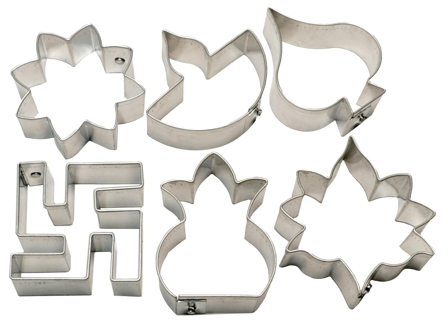 6pc swastik pan,nariyal-klash, Lotus,Diya Sunflower Shape Steel Cookie Cutter, Traditional Design for Festival and celeberation,DIY Baking Chocolates, Pastry, Cookies