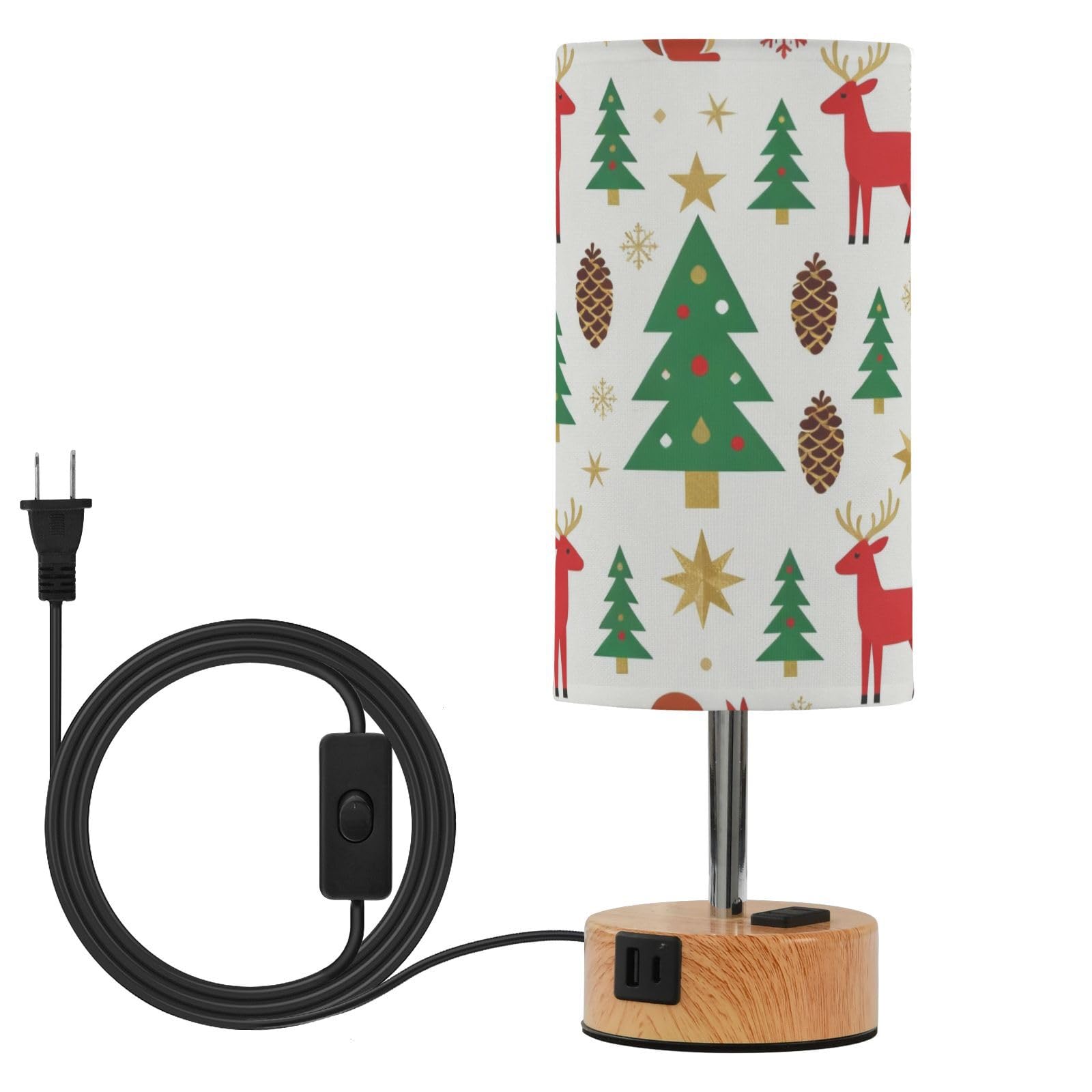 Renifer wiewiórka sosna płatek śniegu szyszka LED sterowanie dotykowe lampa stołowa lampka nocna lampa biurkowa z kloszem z tkaniny żarówka LED w zestawie na kemping