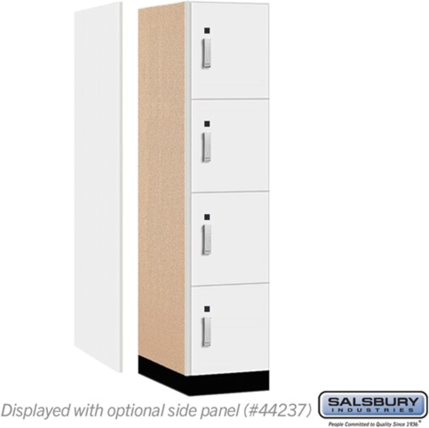 Salsbury 18" Wide Premier Wood Locker-Four Tier-1 Wide-6 Feet High-24 Deep-Arctic White-Silver Electronic Locks