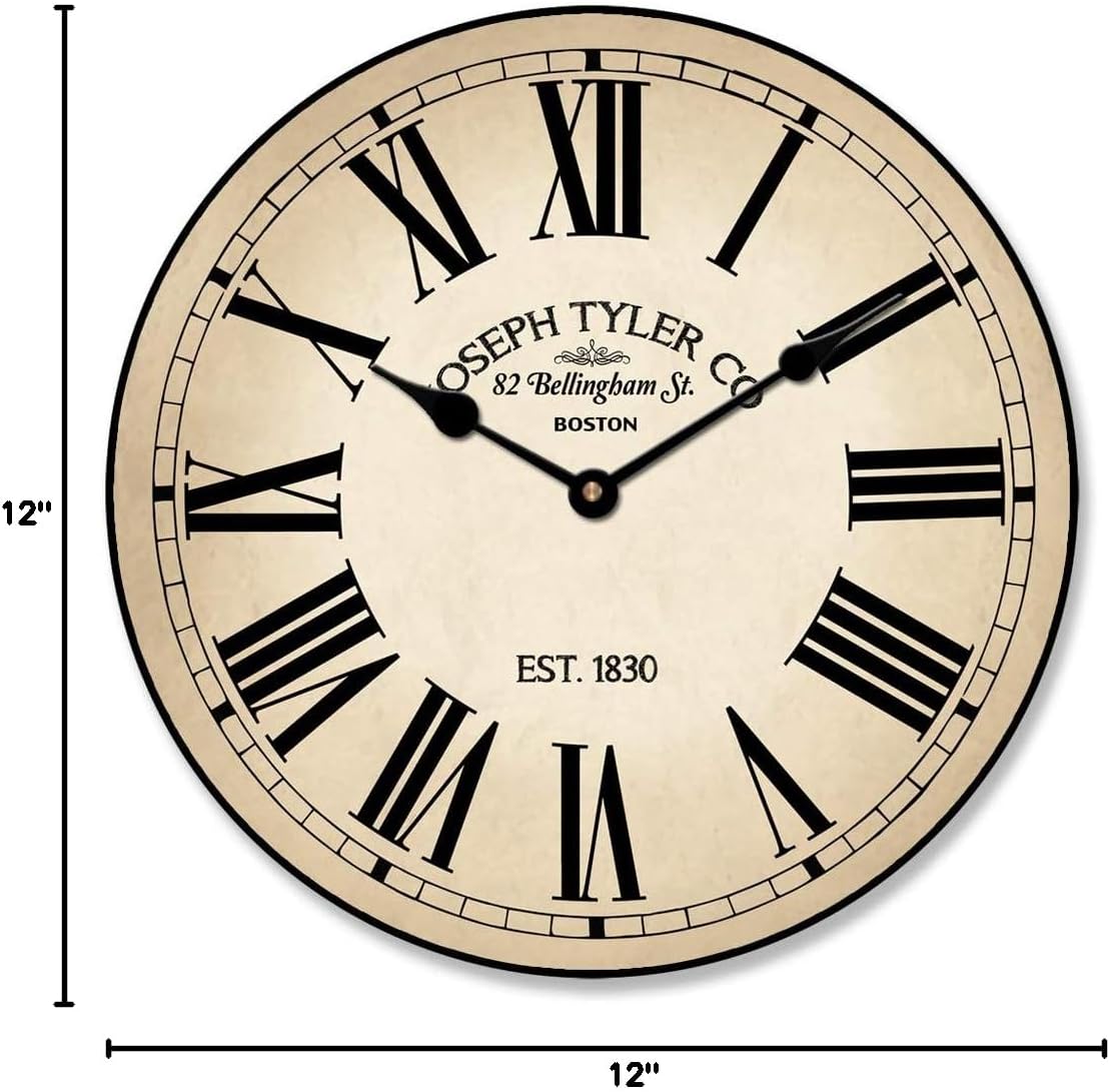 Hamilton Parchment Wall Clock | Ultra Quiet Quartz Mechanism | Hand Made in USA Beautiful Crisp Lasting Color | Comes in 8 Sizes | 12-Inch