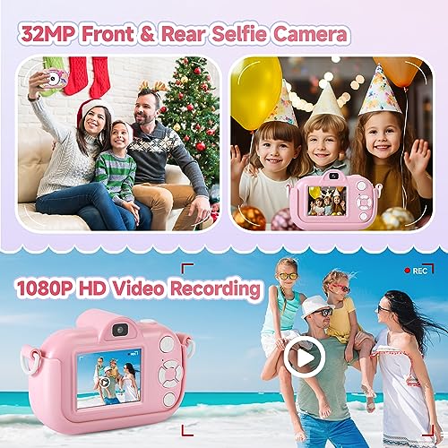 Kids Camera for Toddler Girls Boys Aged 3-9, YEEHAO 32MP Kids Toys Digital Camera 3 4 5 6 7 8 9 Year Old Girls, Children Birthday Gift for Kids - image 4