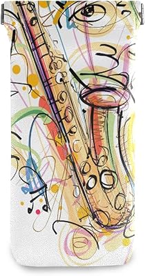 HUSSRITY Eyeglasses Case Music Art Sketch Sunglasses Pouch Soft PU Leather Squeeze Top Eyeglass Holder Portable Glasses Case For Women Men