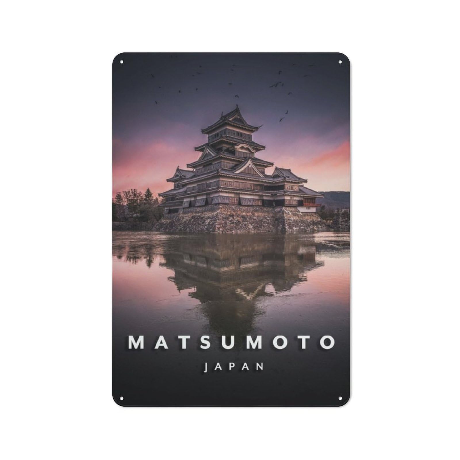 Junmoney Style-10 Matsumoto Castle Japan Rustic Tin Sign 30X20cm For Guest Room Or Hallway, For Vintage Wall Decor Fans, For Home Office And Studio Walls