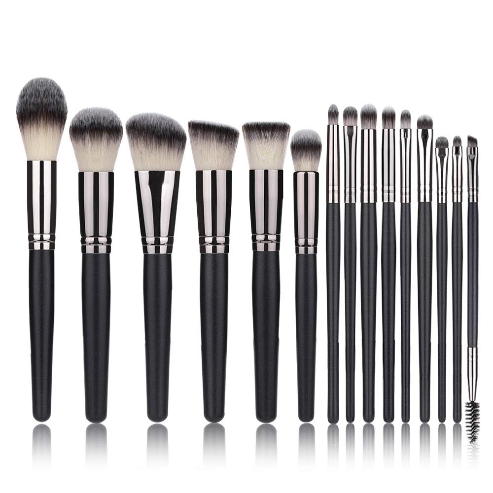 15 pink plaid make-up Pinsel set rose gold Holz Griff make-up-tools