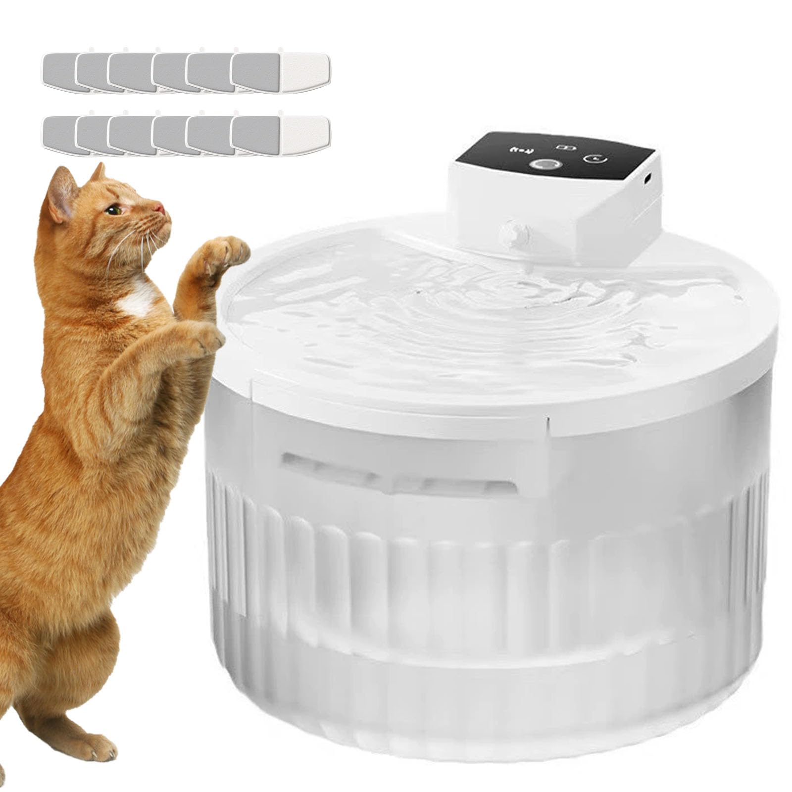 Fuente Automática para Gatos Sin Cable con Sensor Movimiento, 3L Bebedero Gatos Automatico Ultrasilencioso con 12 Filtros, 2 Modos,Blanca