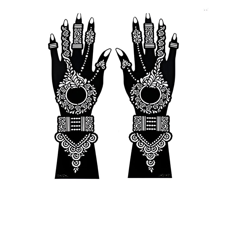 Single Use Mehndi Stencil for Full Hands | Disposable Bridal Arabic Mehndi Design Template | Easy Apply Mehendi Sticker-image-16