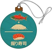 Vista 1 de Salmon Plus Rice equivale a sushi nigiri árbol de Navidad adorno navideño