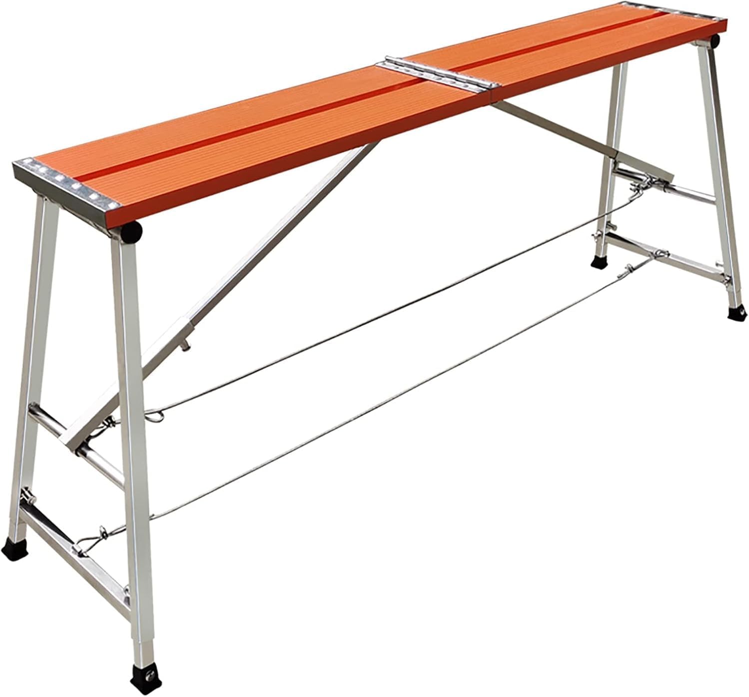 Scaffolding Equipment Folding Work Platform, Multipurpose Tower Ladder Stool Work Bench Adjustable Height(L 120cm)