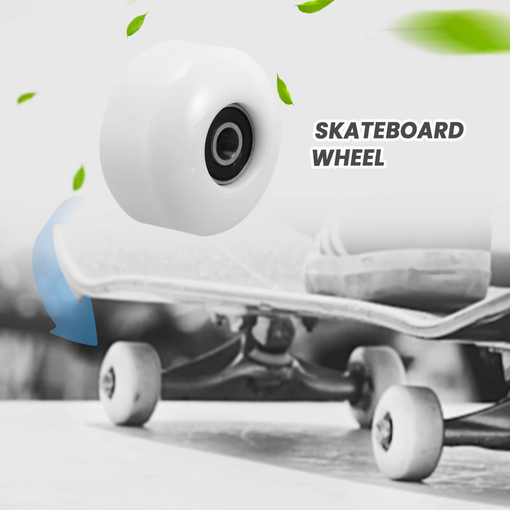 Roues de Planche à roulettes avec Roulements 52X30Mm Street PU Roues Pièces de Planche à roulettes Cruiser Roues de Planche Longue (Ensemble de 4) Blanc