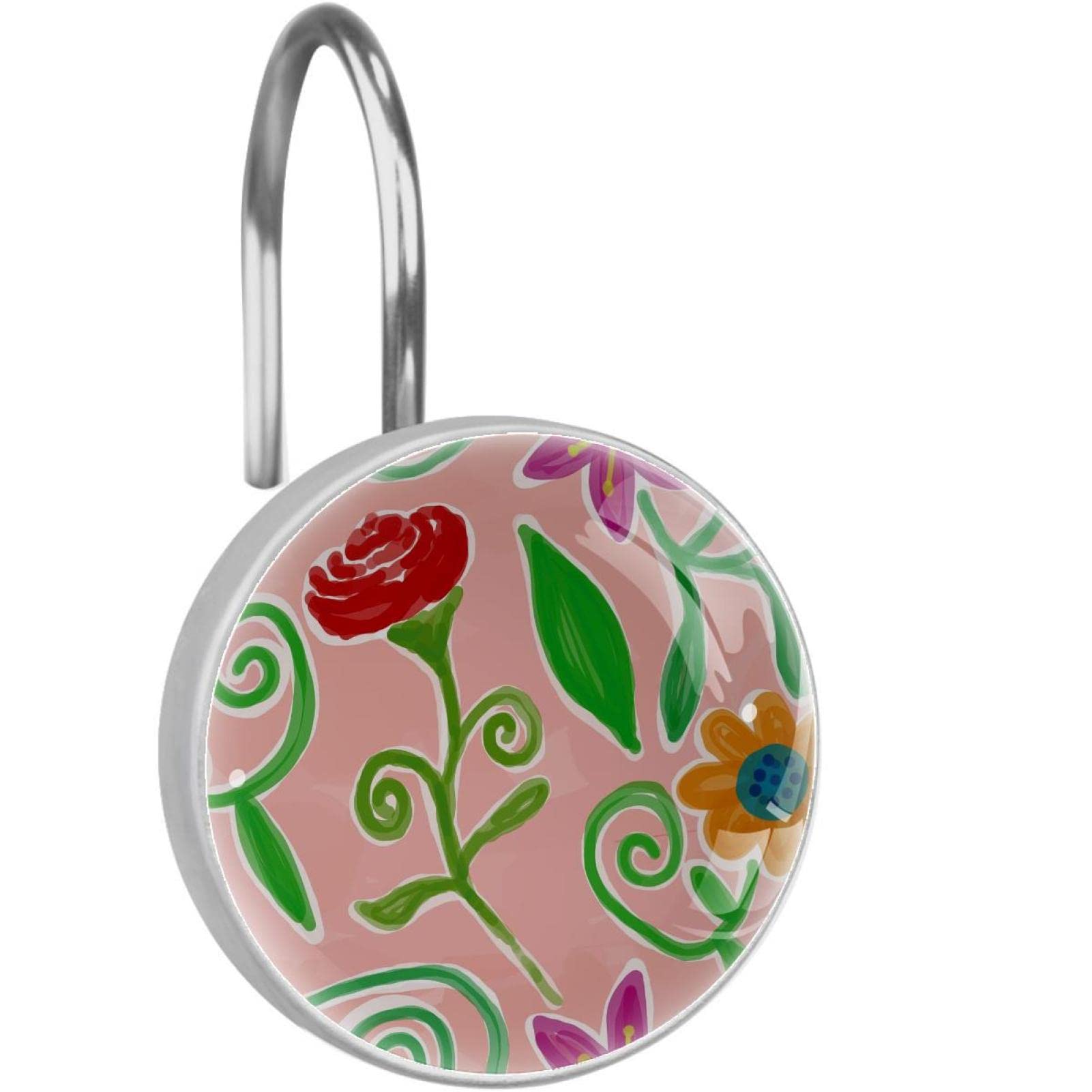 Crochets de rideau de douche robustes en cristal rose pour éviter les blocages de tringle