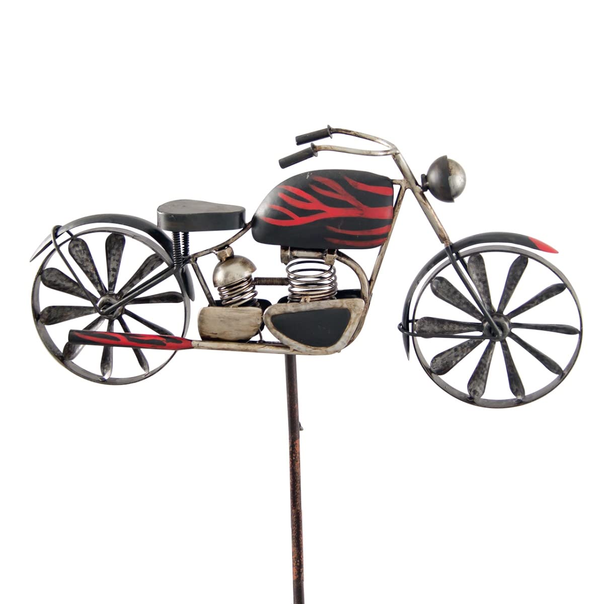 CIM Asta da Giardino in Metallo - Motorcycle Flame - con Effetto Anticato - Girandole: Ø 18 cm, Motivo: 51x32 cm, Altezza Totale: 160 cm - Attraente Decorazione da Giardino