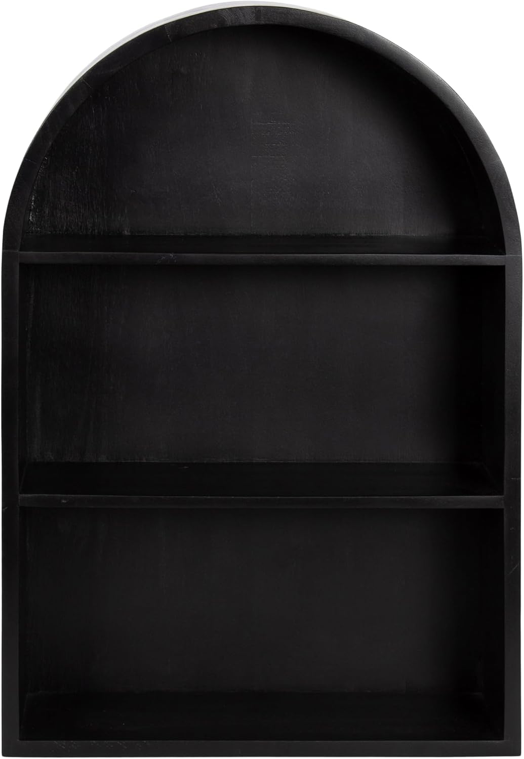 Kate and Laurel Arcott Modern Wooden Arched Wall Shelf, 18 x 26, Black, Transitional Mango Wood Arch Wall Shelves for Over-the-Toilet Storage or Entryway Storage Shelf