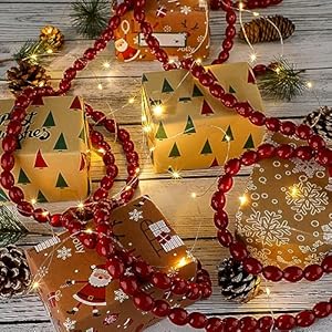 Tigeen 12ft Christmas Boho Wood Bead Garland Vintage Cranberry Wooden Beads Garland Decor Xmas Red White Rustic Christmas Tree Wall Hanging Ornaments(1 Pcs,Cranberry Red) Tigeen 12ft Christmas Boho Wood Bead Garland Vintage Cranberry Wooden Beads Garland Decor Xmas Red White Rustic Christmas Tree Wall Hanging Ornaments1 PcsCranberry Red