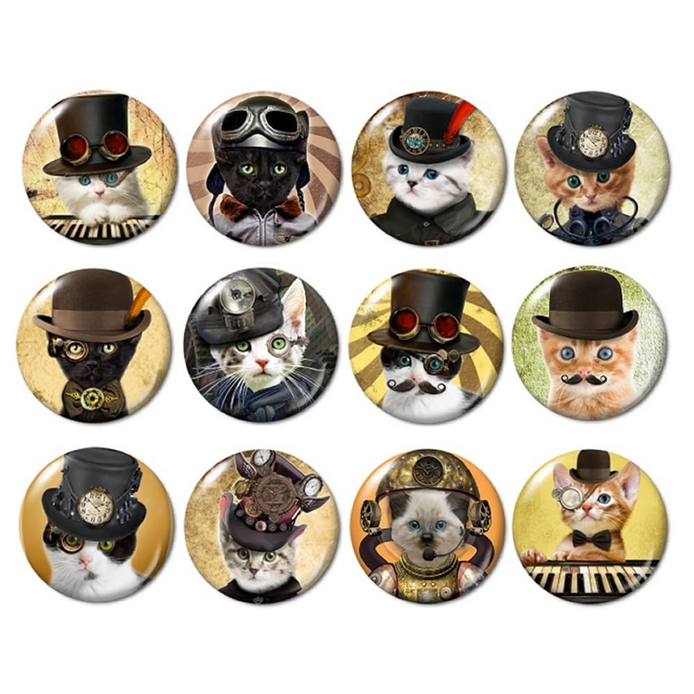 Steampunk Cats Buttons Pins