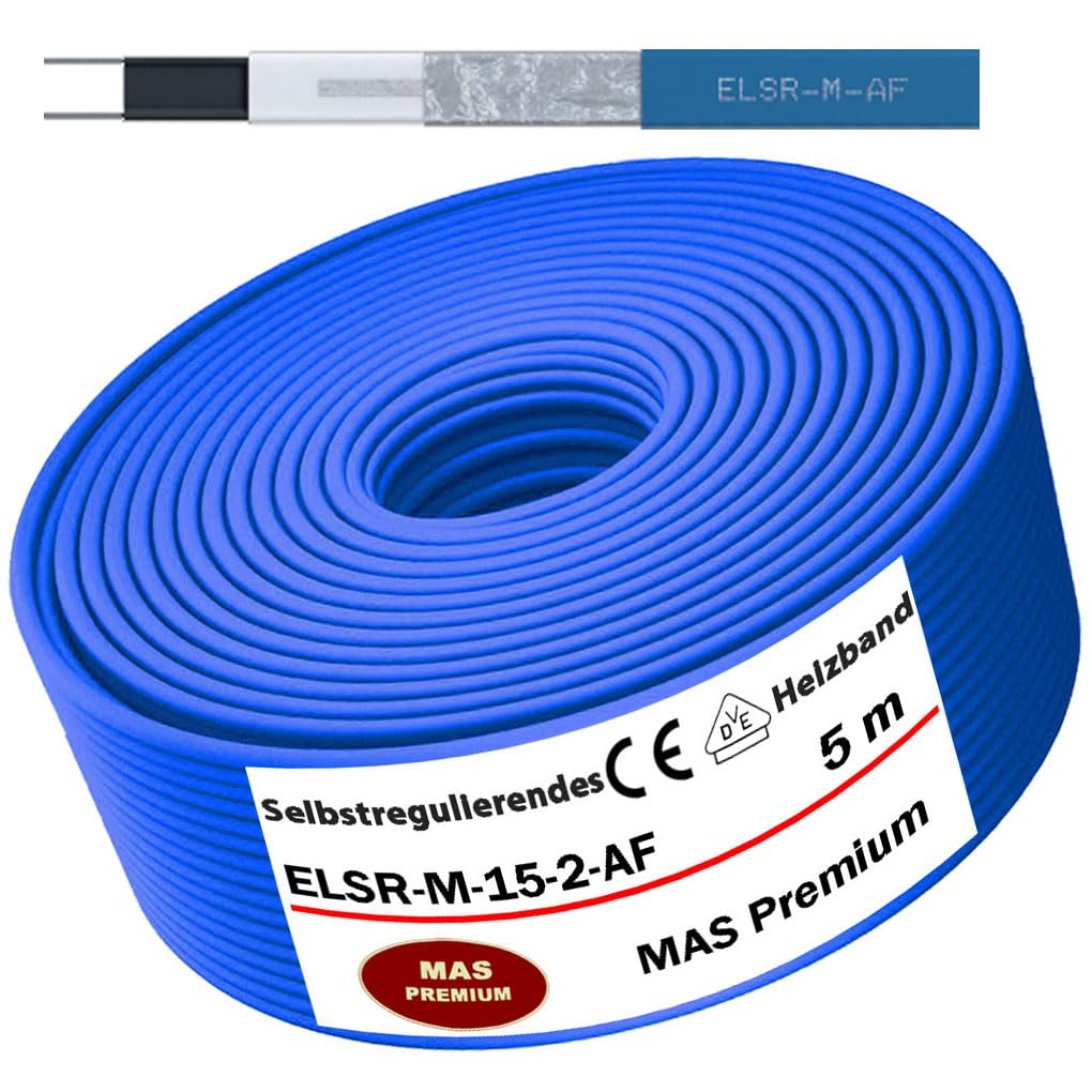 Câble chauffant auto-régulant ELTHERM ELSR-M-15-2-AF 5–100m Câble thermique pour conduite d’eau Chauffage de gouttière Protection contre le gel jusqu’à 65°C 230V (5m)