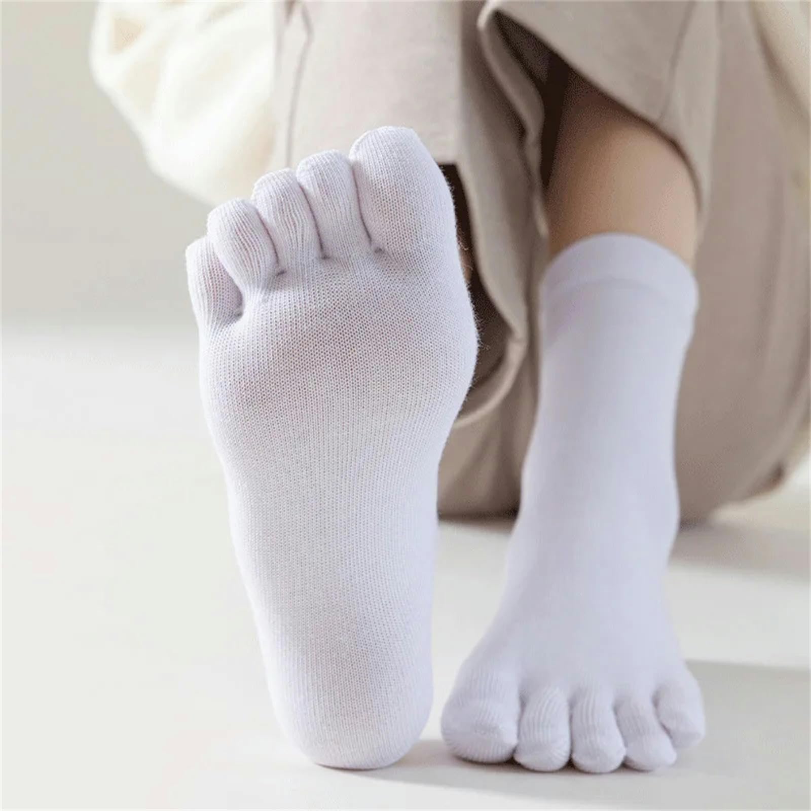 Calcetines Hombre Cinco Calcetines De Dedo Para La Mujer Algodón Sólido Jóvenes De Moda De Moda Con Los Dedos De Los Pies