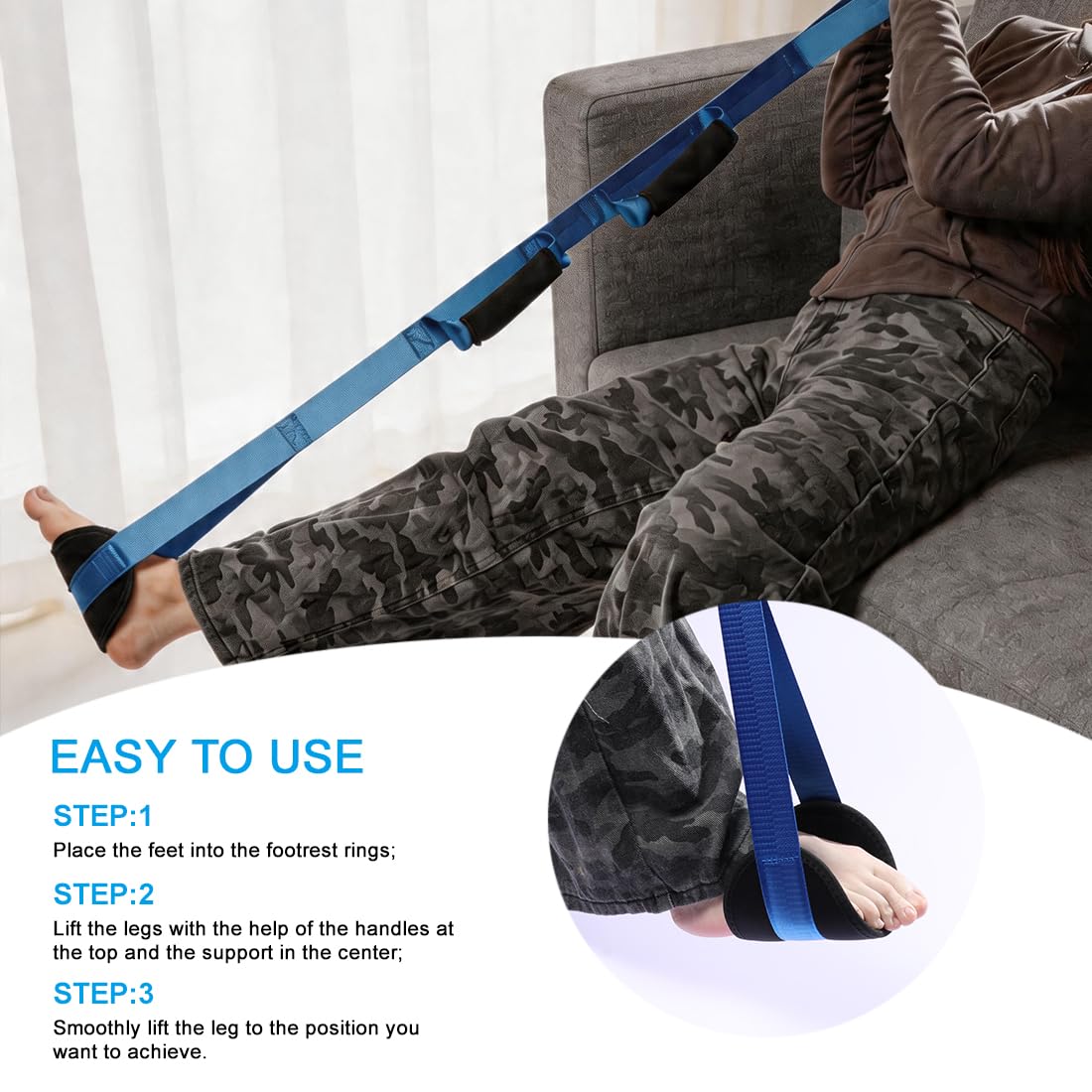 39Inch Long Leg Lifter Strap Rigid Foot Lifter After Hip Knee Replacement Mobility Aids Foot Lifters for Disabled and Elderly — Amazon image 3