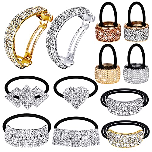 12 Pieces Rhinestone Hair Ponytail Holder Glitter Ponytail Accessories Elastic Elegant Ponytail Cuff Glitter Hair Cuffs for Ponytails Silver Gold Hair Ties Hair Elastics and Ties for Women Girls 12 Pieces Rhinestone Hair Ponytail Holder Glitter Ponytail Accessories Elastic Elegant Ponytail Cuff Glitter Hair Cuffs for Ponytails Silver Gold Hair Ties Hair Elastics and Ties for Women Girls
