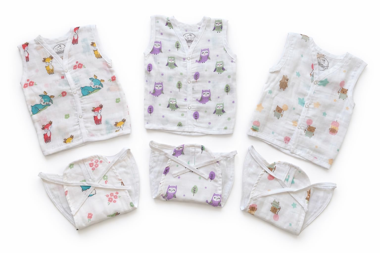 100% Cotton Multi Print Button Jhabla, Washable Nappies Diapers for New Born Baby, Summer Wear for Boys & Girls-image-44
