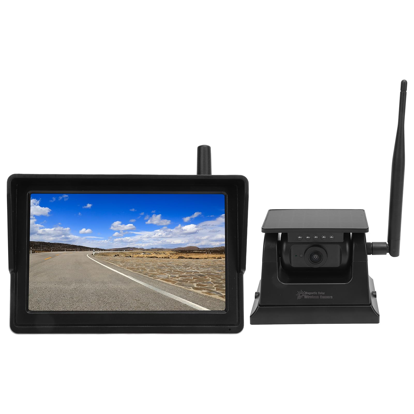 Cámara de Respaldo Solar Inalámbrica, Pantalla HD Magnética, 1080P, Vista Trasera a Prueba de Arañazos para Camiones, RV, Coches, Remolques de Caballos